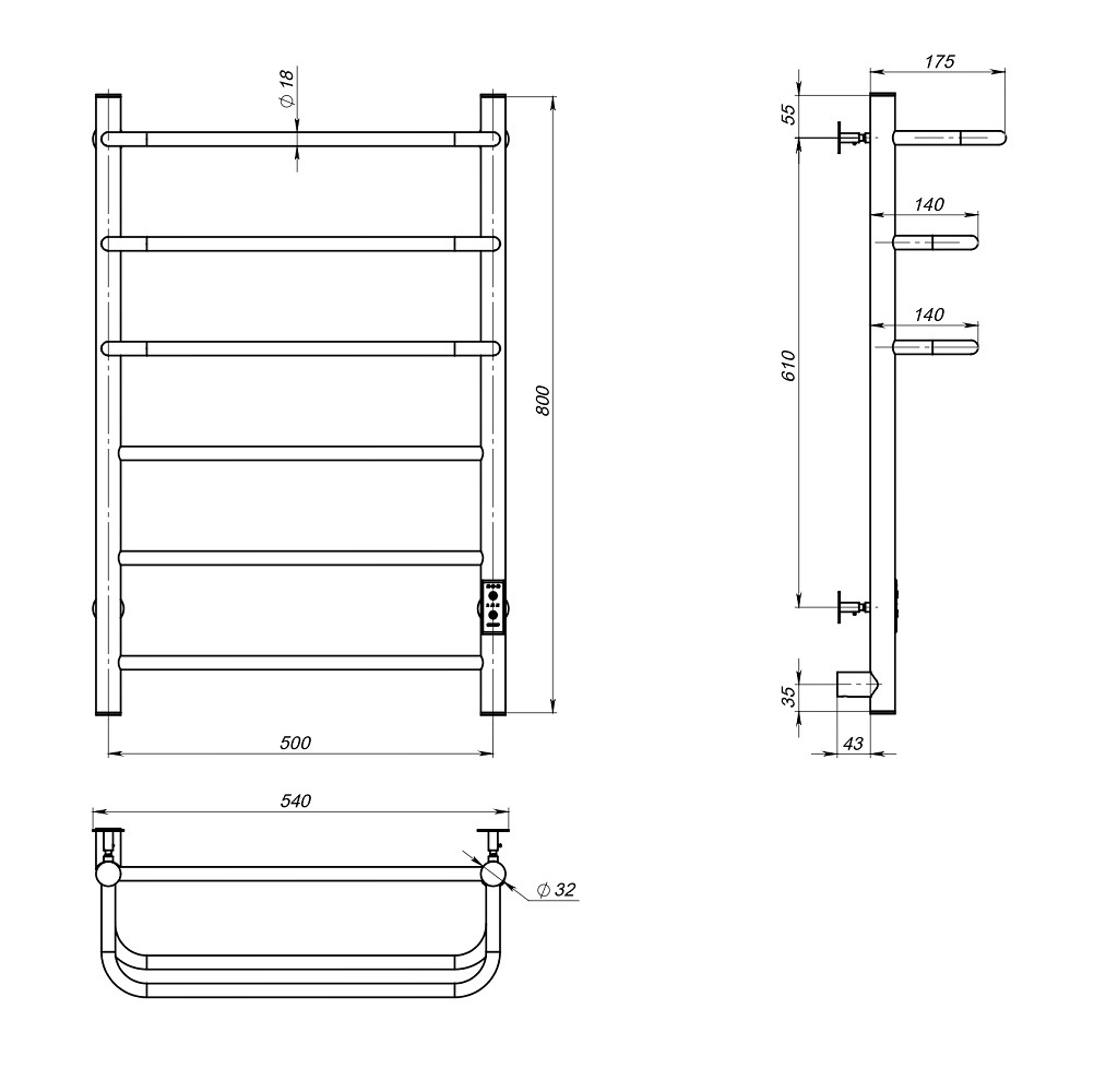 Полотенцесушитель Пэк сп 19 80х50